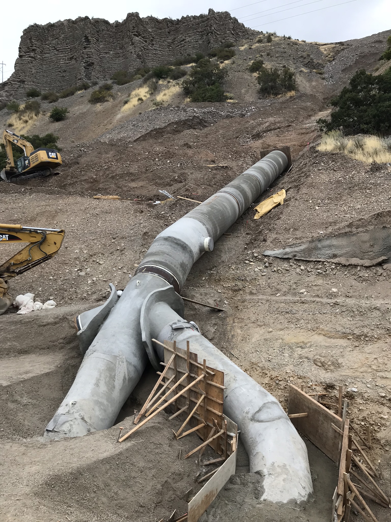 Penstock being buried