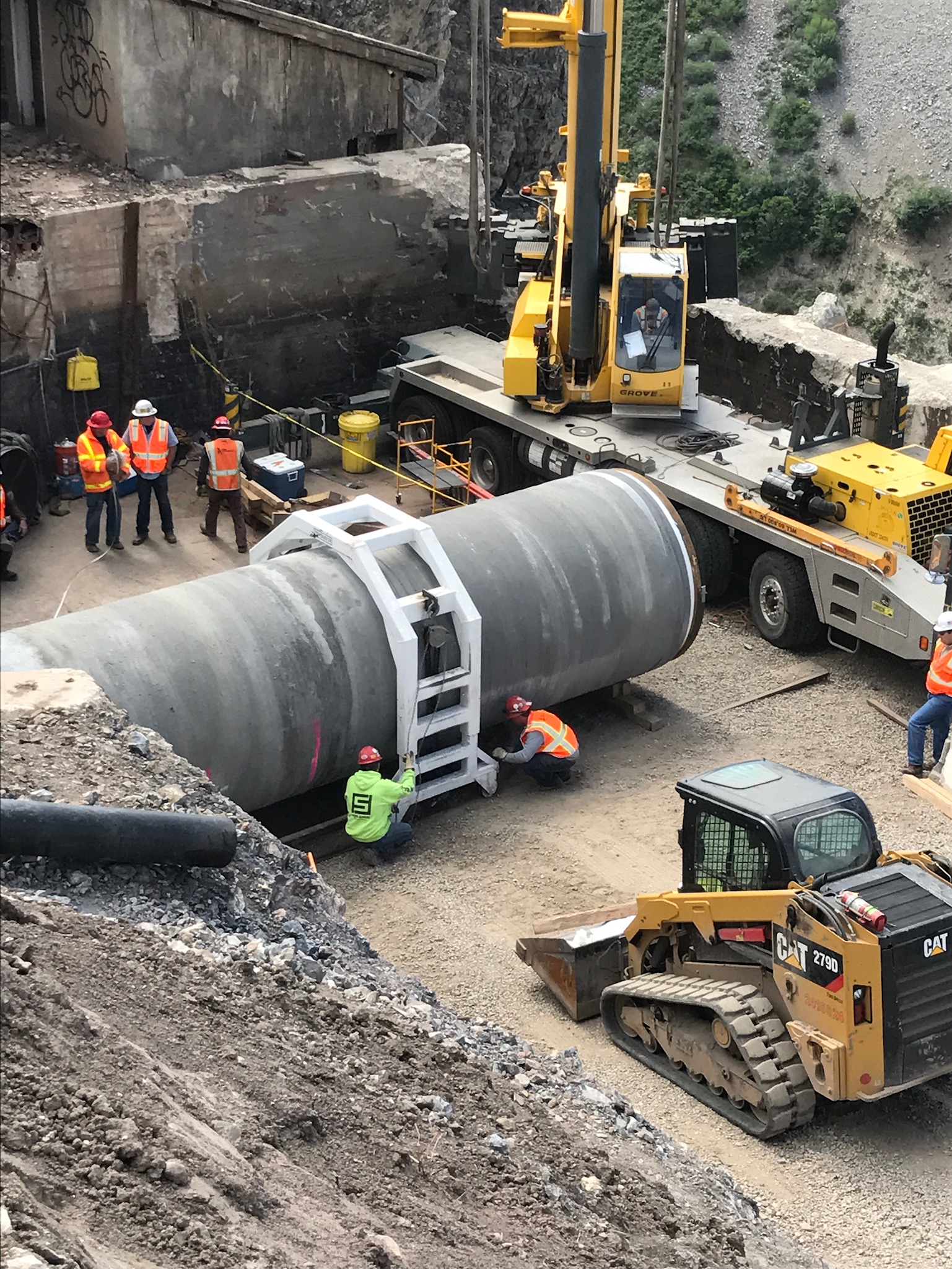 Pipe being prepared to be placed